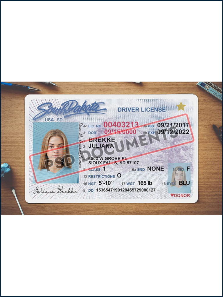 South Dakota Driver License Psd Template Psd Documents