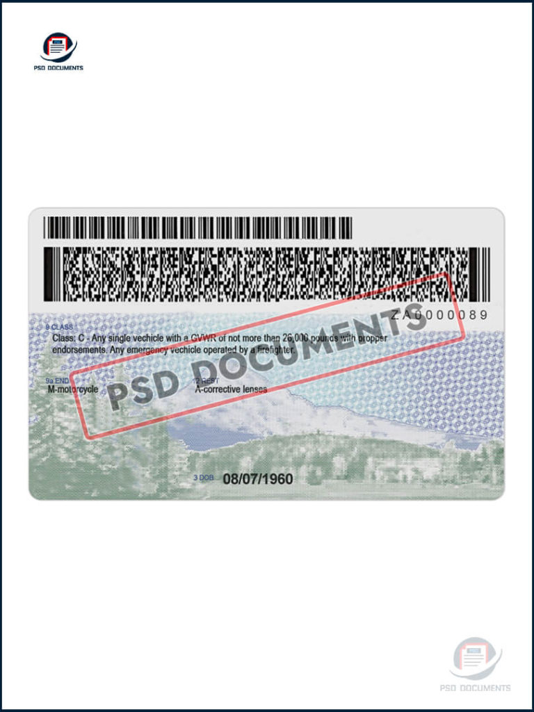 Oregon Drivers License Template V2 PSD Documents