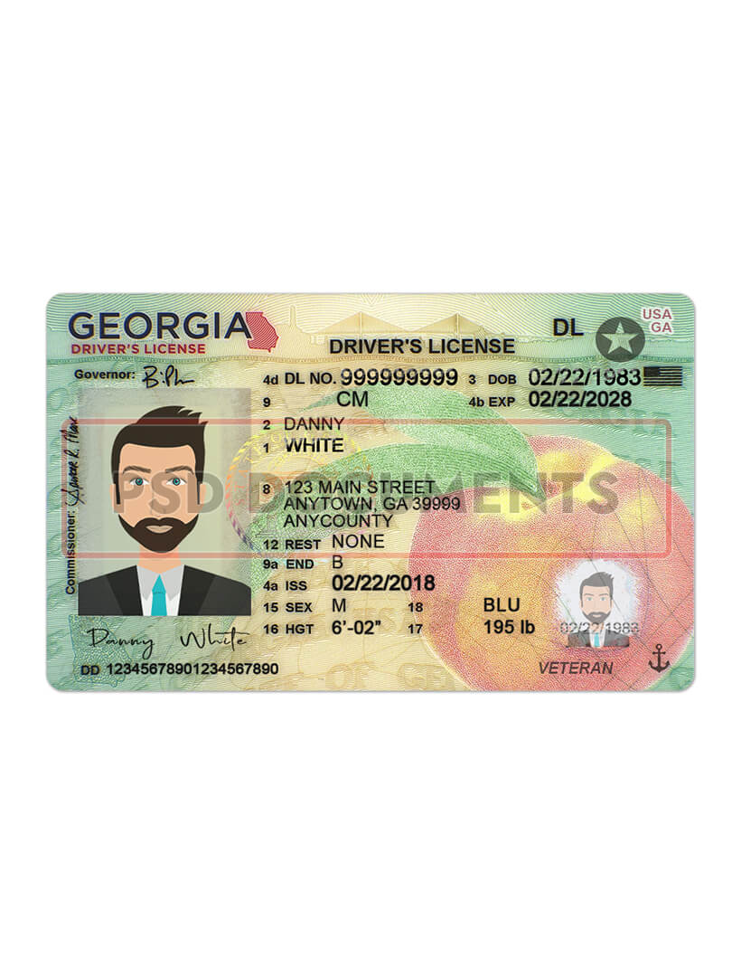 ga drivers license template psd free