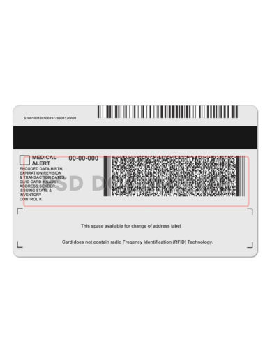 Backside Copy of Michigan Identification Card Template