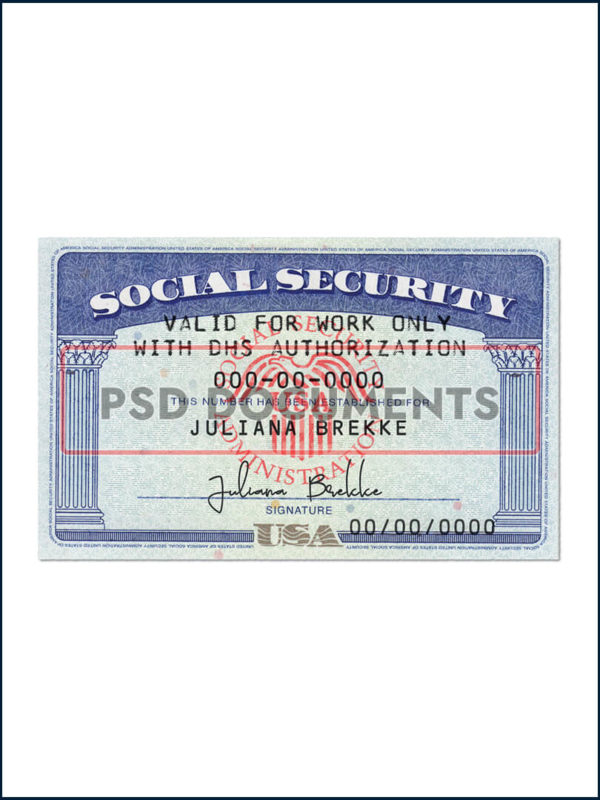 social security card template 06 | PSD Documents