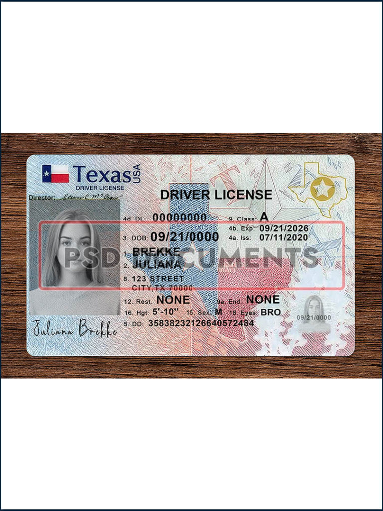 Texas Driver License New PSD Template (V2) | PSD Documents