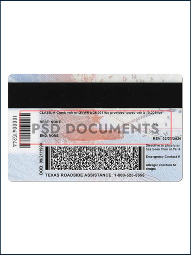 Texas Driver License New PSD Template (V2) | PSD Documents