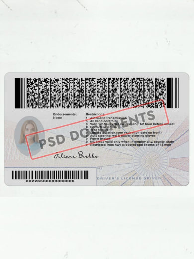 virginia drivers license psd template