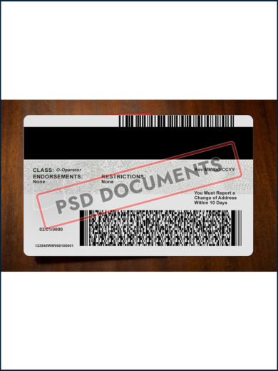 Arizonal Driving License Template back