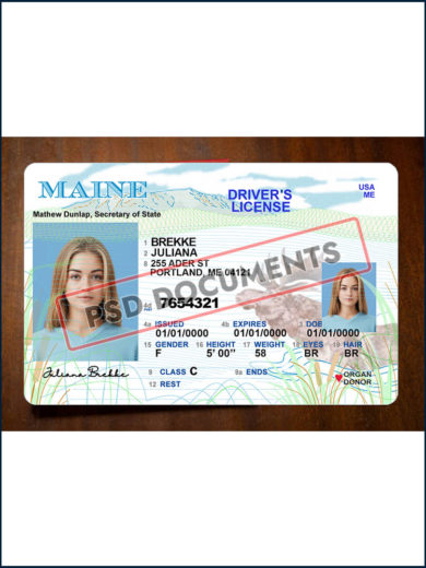 Maine Driver License Template File F