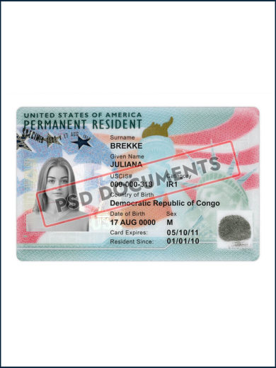 US Permanent Resident Card Template NEW | PSD Documents