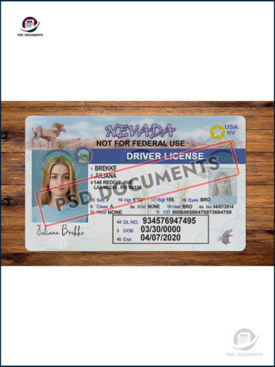 Nevada Driver License PSD Template Psd Documents 2