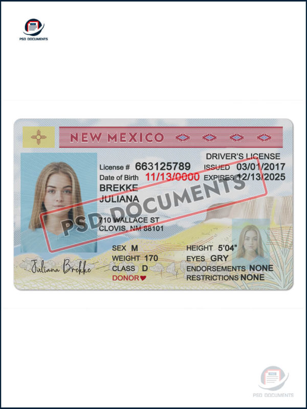 New Mexico Driver License PSD Template | PSD Documents