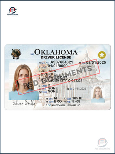 Oklahoma Driver License PSD Template File Psd Documents 2