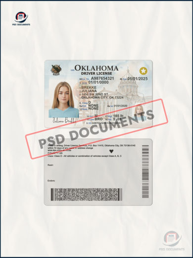 Oklahoma Driver License PSD Template File – Psd Documents