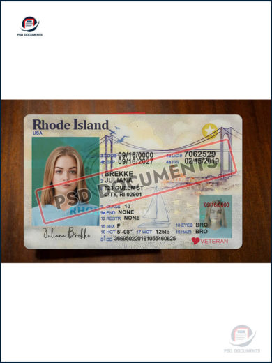 Rhode Island Driver License PSD Template New - Image 4