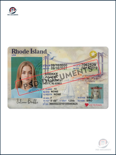 Rhode Island Driver License PSD Template New - Image 2