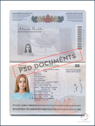 PsdDocuments Canada Passport Template 2