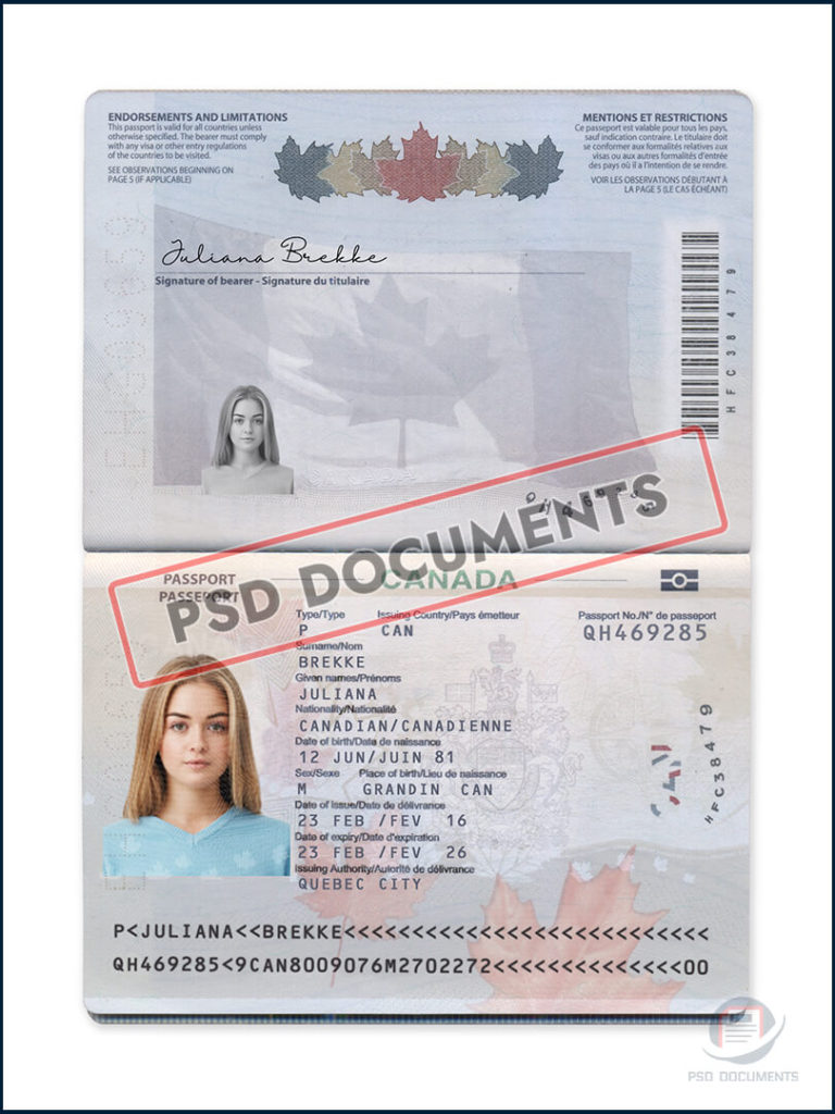 canada passport editable photoshop template psd free download