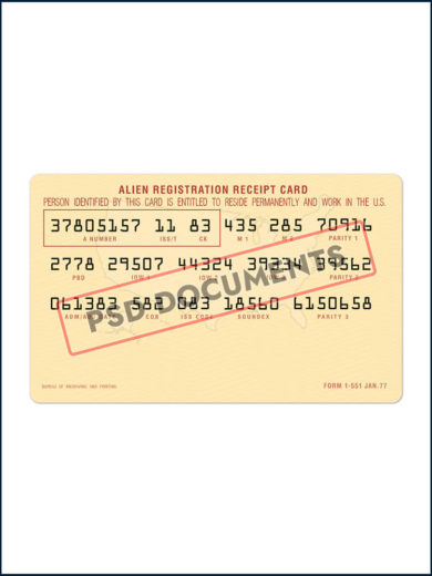 Resident Alien US Green card Psd Documents b