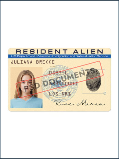 Resident Alien US Green card Psd Documents f