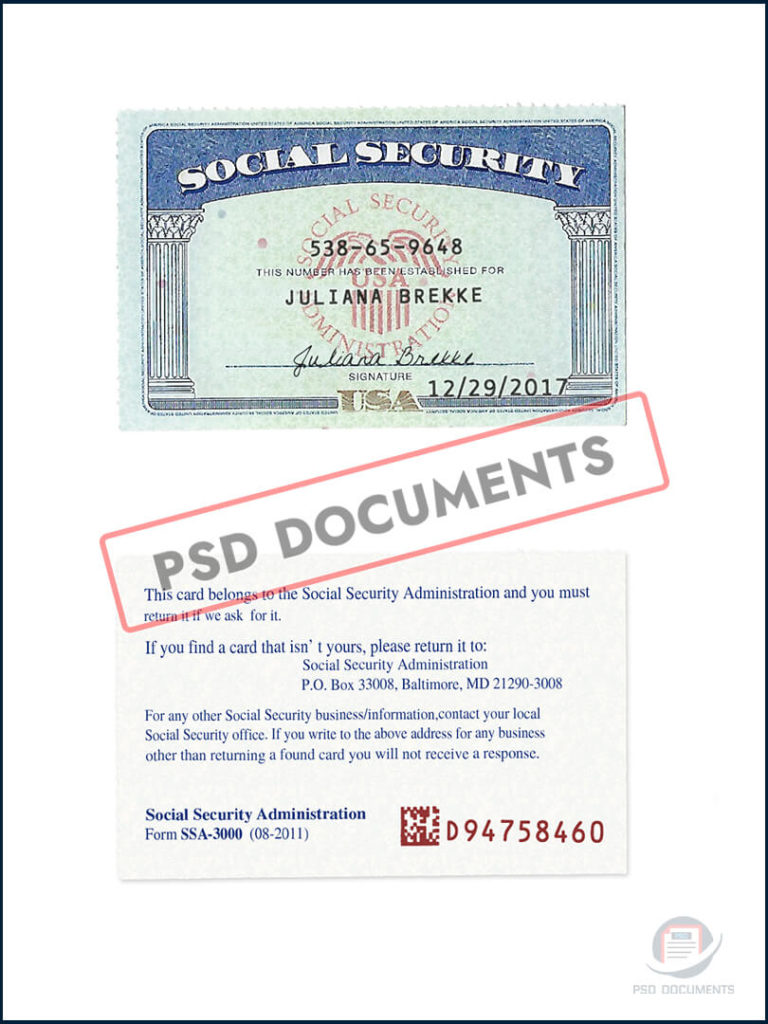 social security card template 20 | PSD Documents