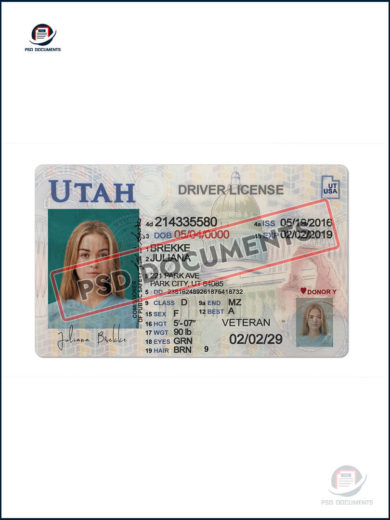 Utah Driver License Template New – Psd Documents 2