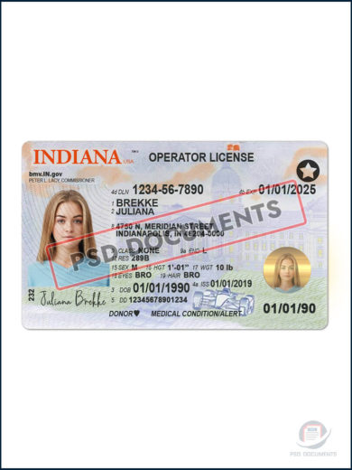 Indiana Driver License New PsdDocuments.com 2