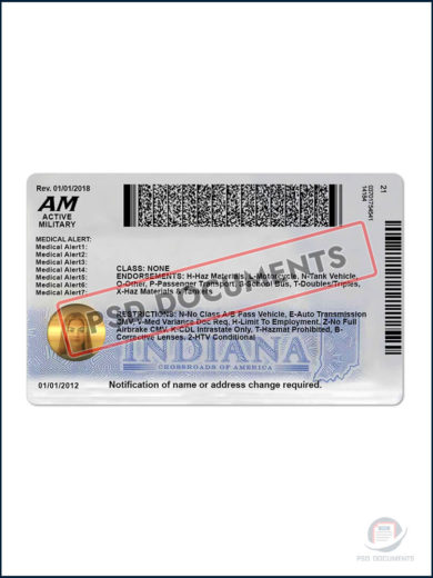 Indiana Driver License New PsdDocuments.com 3