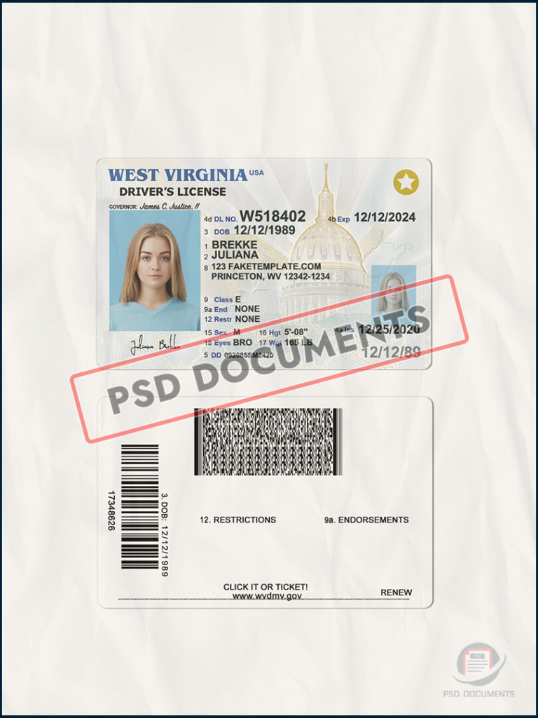 West Virginia Driver License New Template | PSD Documents