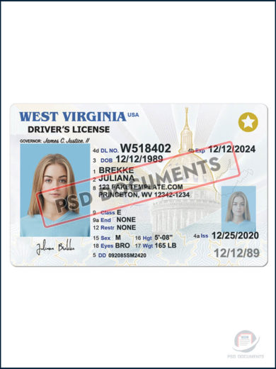 West Virginia Driver License New PsdDocuments2