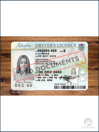 PsdDocuments Alberta Drivers License PSD Template3