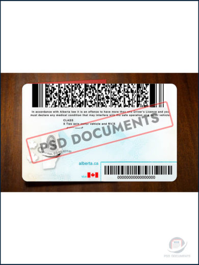 PsdDocuments Alberta Drivers License PSD Template4