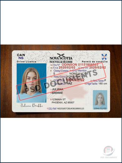 PsdDocuments Nova Scotia NS Drivers License Template PS3