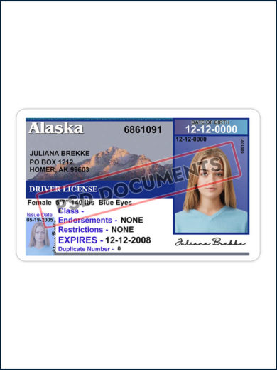 Alaska Driving License PSD Template front