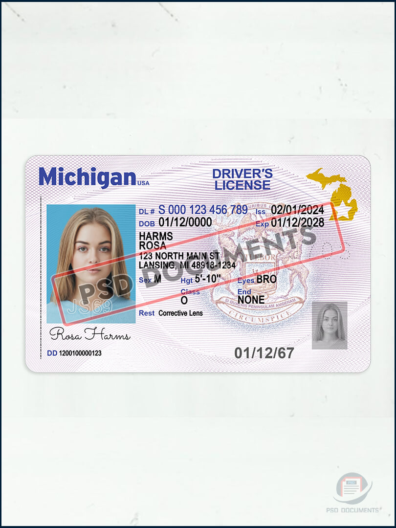 Michigan Driver License Template