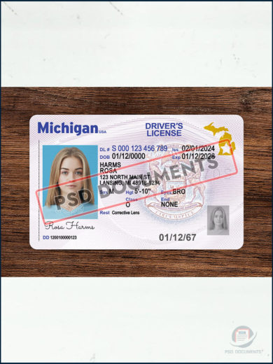 PsdDocuments Michigan Driver License Template New 5