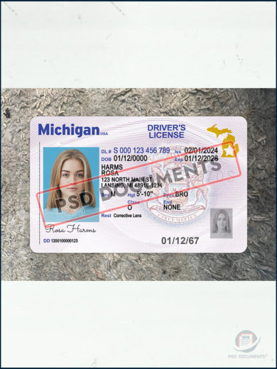 PsdDocuments Michigan Driver License Template New 6