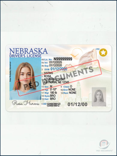 PsdDocuments – Nebraska Driver License Template New (V2) 1