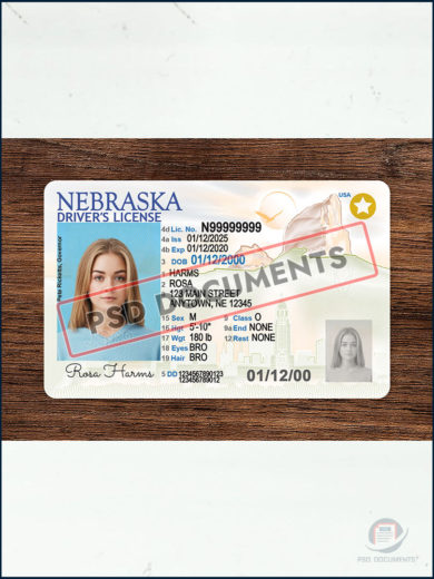 PsdDocuments Nebraska Driver License Template New V2 2