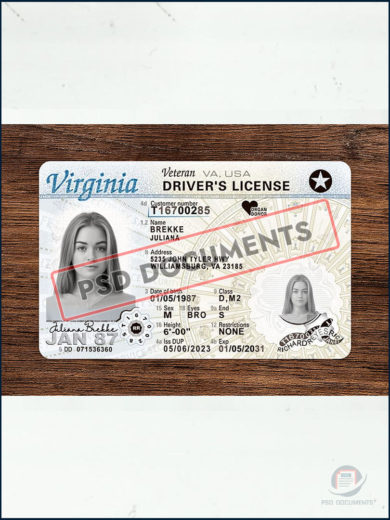 PsdDocuments Virginia Driver License PSD Template 2