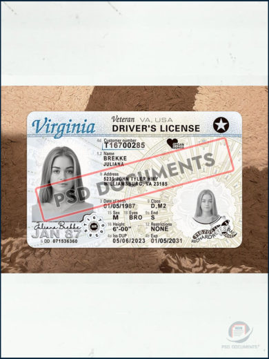 PsdDocuments Virginia Driver License PSD Template 3