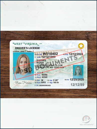 West Virginia Driver License Template (V2) - Image 6