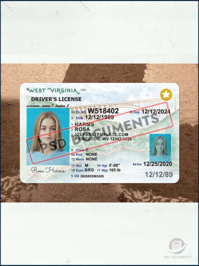 West Virginia Driver License Template (V2) - Image 5