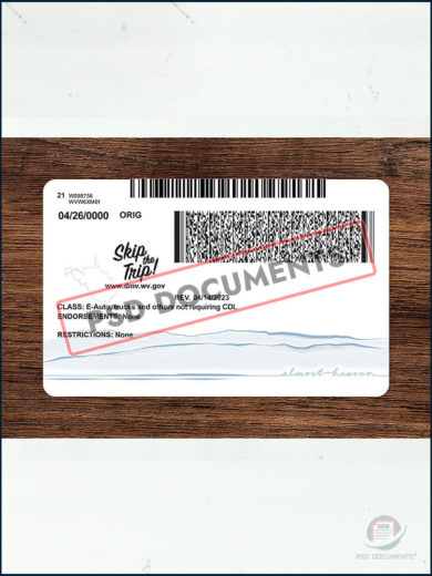 West Virginia Driver License Template (V2) - Image 4