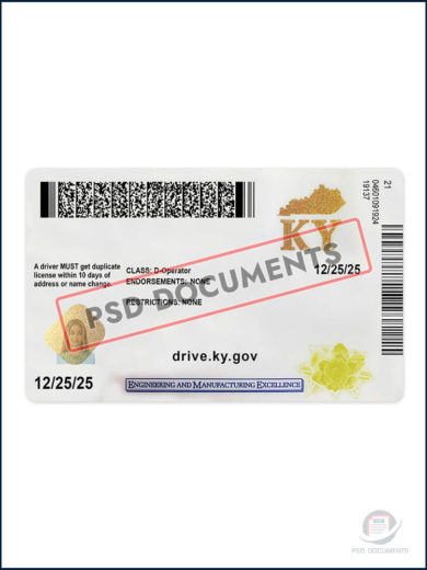 PsdDocuments Kentucky Driver s License PSD Template