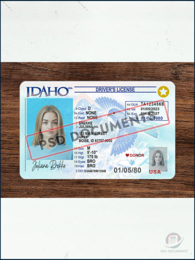 PsdDocuments Idaho Driver License PSD Template New V3 2