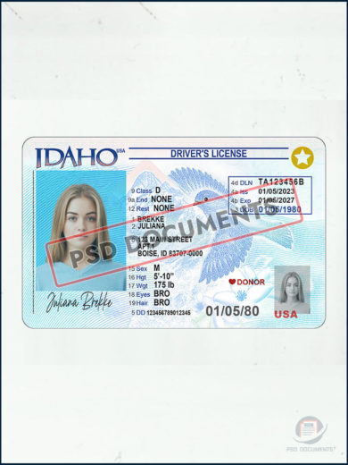 PsdDocuments – Idaho Driver License PSD Template New (V3) 3