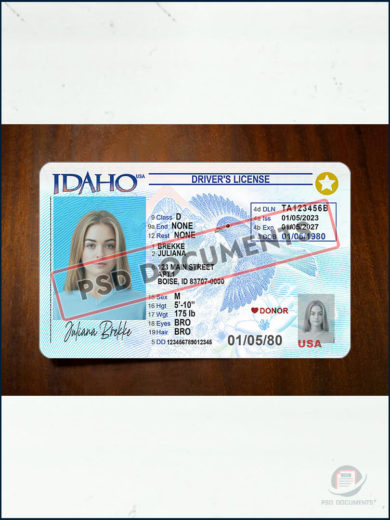 PsdDocuments Idaho Driver License PSD Template New V3