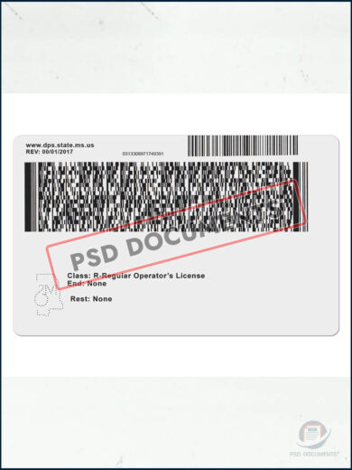 PsdDocuments Mississippi Driver License new Template V2 1