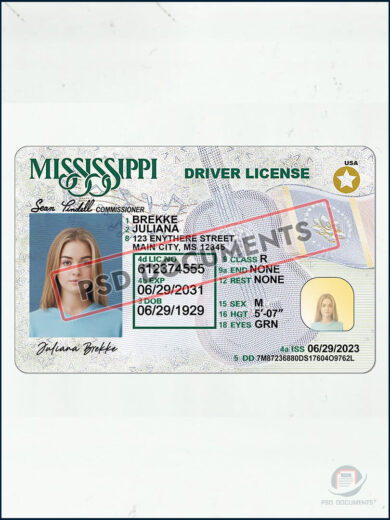 PsdDocuments – Mississippi Driver License new Template (V2) 2