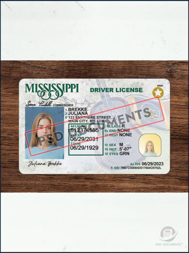 PsdDocuments Mississippi Driver License new Template V2 3