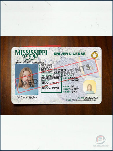 PsdDocuments Mississippi Driver License new Template V2 4