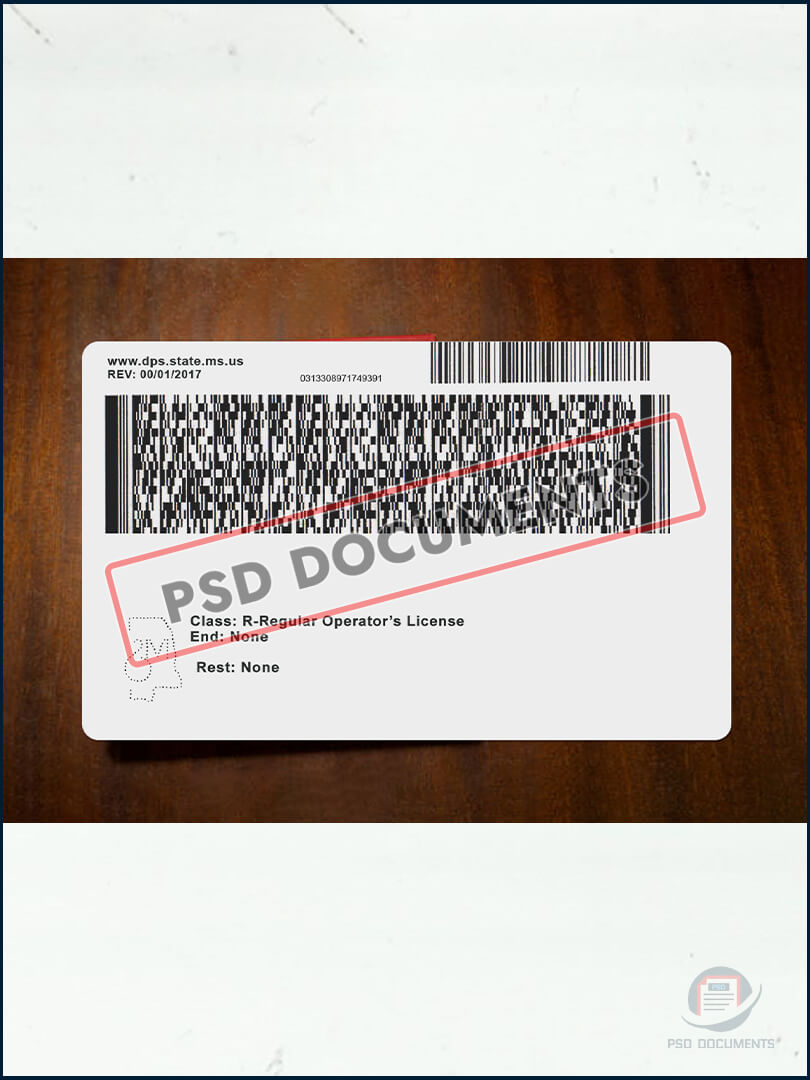 PsdDocuments Mississippi Driver License new Template V2 5